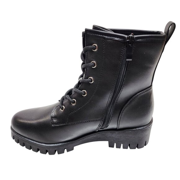 Black Combat Style Ankle Boots  Women Size 10 Lace-Up & Zipper Closure - Picture 9 of 12